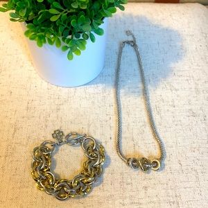 Mixed metal bracelet & necklace set